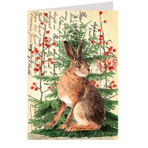 Rabbit Tree Collage Christmas Card ~ England